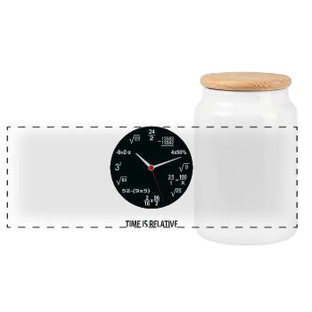 Time Is Relative – Mathe Nerd Uhr - Panorama Keksdose mit Holzdeckel - Weiß - Vorne