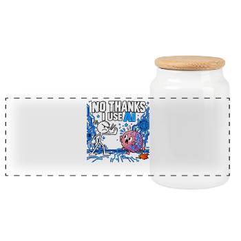 No Thanks I Use AI - Funny Artificial Intelligence - Panorama Keksdose mit Holzdeckel - Weiß - Vorne