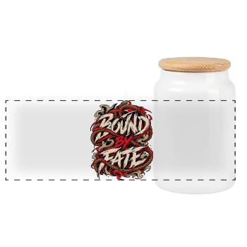 Bound by Fate: Kordelgrafik - Panorama Keksdose mit Holzdeckel - Weiß - Vorne