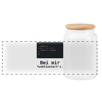 Bei mir funktioniert's - Programmierer Shirt - Panorama Keksdose mit Holzdeckel - Weiß - Vorne