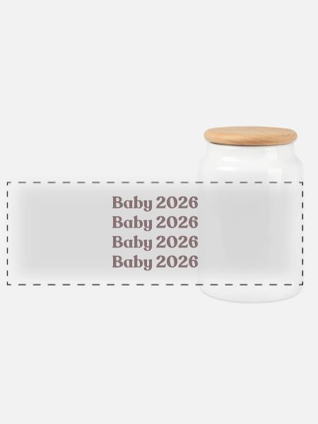 Baby 2026 - Panorama Keksdose mit Holzdeckel - Weiß