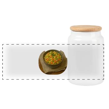 Olivje Salat - Panorama Keksdose mit Holzdeckel - Weiß - Vorne