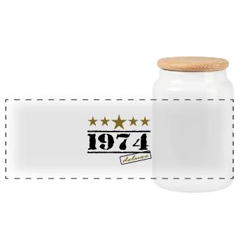 1974 - Panorama Keksdose mit Holzdeckel - Weiß - Vorne
