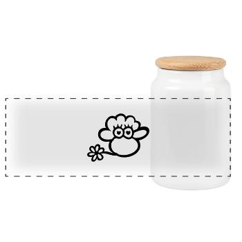 Sheep in love - Panoramic Cookie Jar with Wooden Lid - white - Front