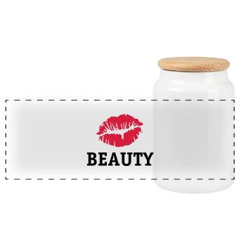 Beauty Kiss - Panorama Keksdose mit Holzdeckel - Weiß - Vorne