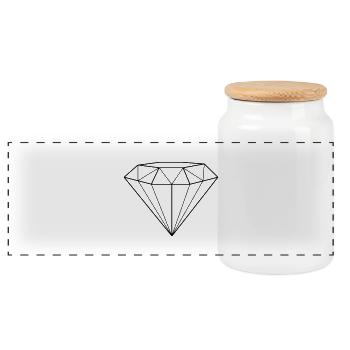 diamant - Boîte à biscuits avec couvercle en bois - blanc - Devant