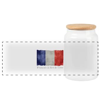 Drapeau France bleu blanc rouge Français fier - Boîte à biscuits avec couvercle en bois - blanc - Devant