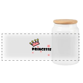 princesse,couronne,étoiles - Boîte à biscuits avec couvercle en bois - blanc - Devant