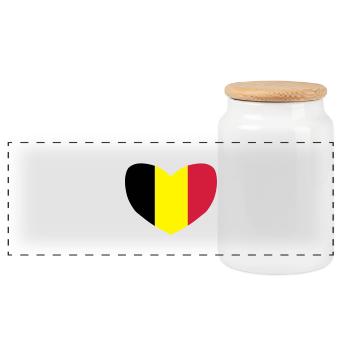 Love Belgium - Panoramic Cookie Jar with Wooden Lid - white - Front