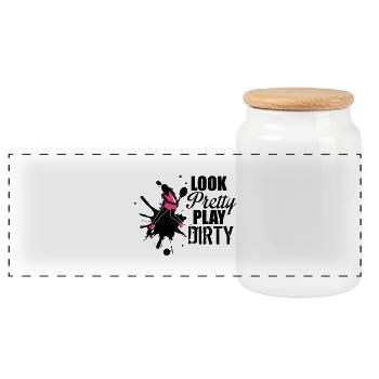Look pretty play dirty - tennis - Panorama Keksdose mit Holzdeckel - Weiß - Vorne