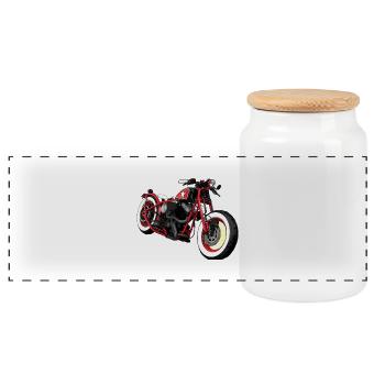 bobber style - Panoramic Cookie Jar with Wooden Lid - white - Front