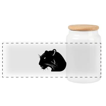 panther - Panoramic Cookie Jar with Wooden Lid - white - Front