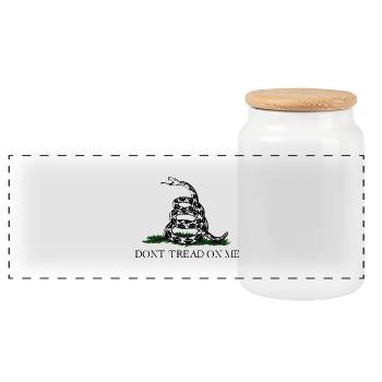 dont tread on me - Panoramic Cookie Jar with Wooden Lid - white - Front