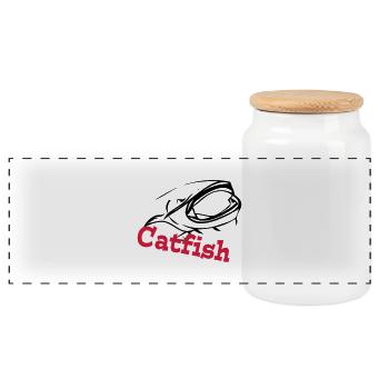 catfish - Panoramic Cookie Jar with Wooden Lid - white - Front