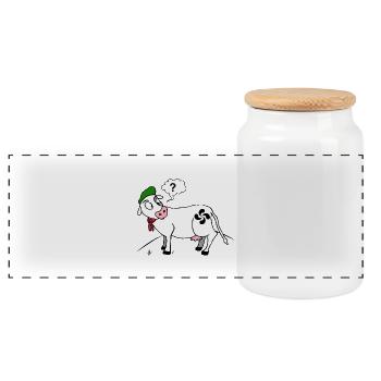Les vaches aux Pays basque - Boîte à biscuits avec couvercle en bois - blanc - Devant