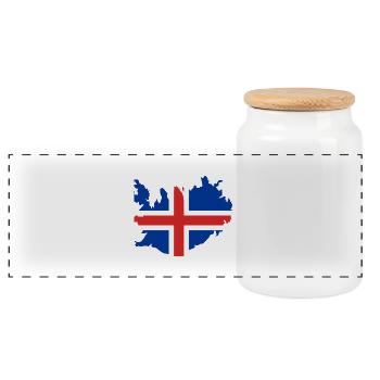 Iceland - Panoramic Cookie Jar with Wooden Lid - white - Front