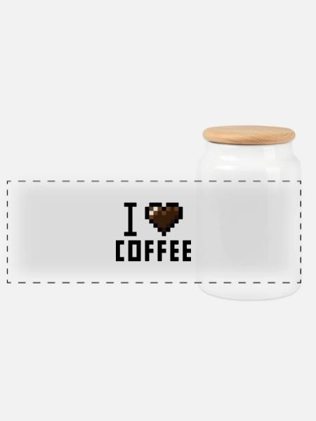 Coffee - Panorama Keksdose mit Holzdeckel - Weiß