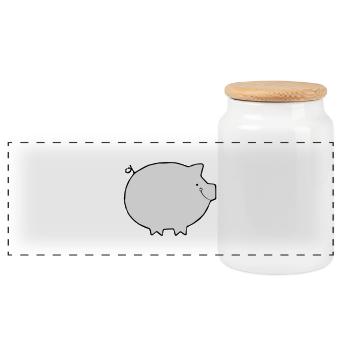 pig - Panoramic Cookie Jar with Wooden Lid - white - Front