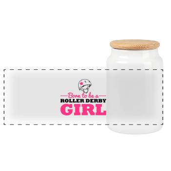 Born to be a roller derby girl - Panorama Keksdose mit Holzdeckel - Weiß - Vorne