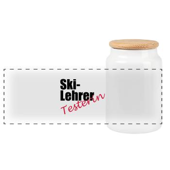 Ski Lehrer Testerin - Panorama Keksdose mit Holzdeckel - Weiß - Vorne