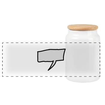 sprechblase_2c - Panoramic Cookie Jar with Wooden Lid - white - Front