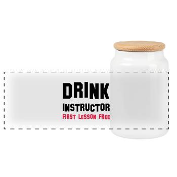 drink instructor - Panorama Keksdose mit Holzdeckel - Weiß - Vorne