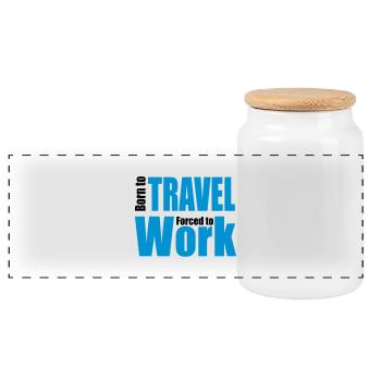 voyage - Boîte à biscuits avec couvercle en bois - blanc - Devant