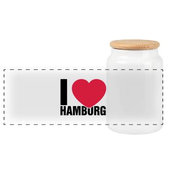 J'adore Hambourg - Boîte à biscuits avec couvercle en bois - blanc - Devant