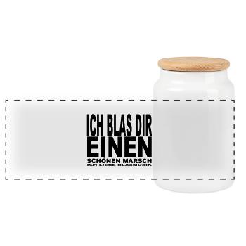 Ich blas dir einen - Panorama Keksdose mit Holzdeckel - Weiß - Vorne