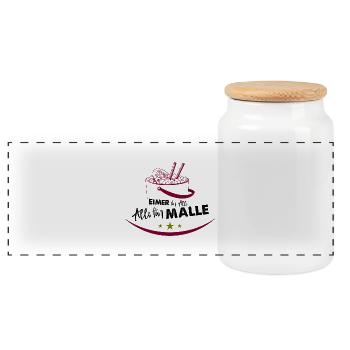 Eimer für Malle, Alle für Malle - Panorama Keksdose mit Holzdeckel - Weiß - Vorne