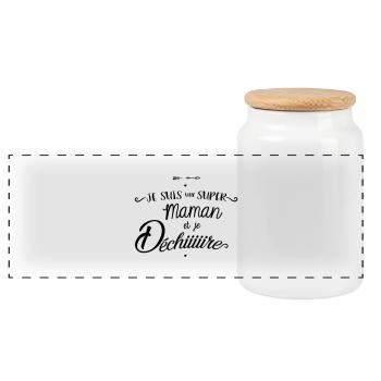 Super maman - Boîte à biscuits avec couvercle en bois - blanc - Devant