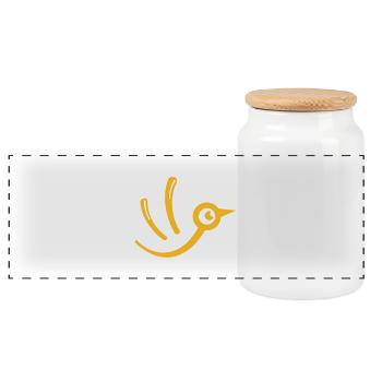 Petit oiseau - Boîte à biscuits avec couvercle en bois - blanc - Devant