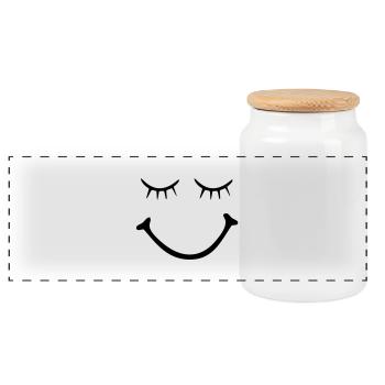 smiley - smile - Panorama Keksdose mit Holzdeckel - Weiß - Vorne