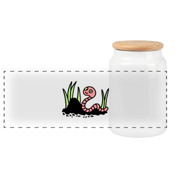 Earthworm Terre - 3 - Boîte à biscuits avec couvercle en bois - blanc - Devant