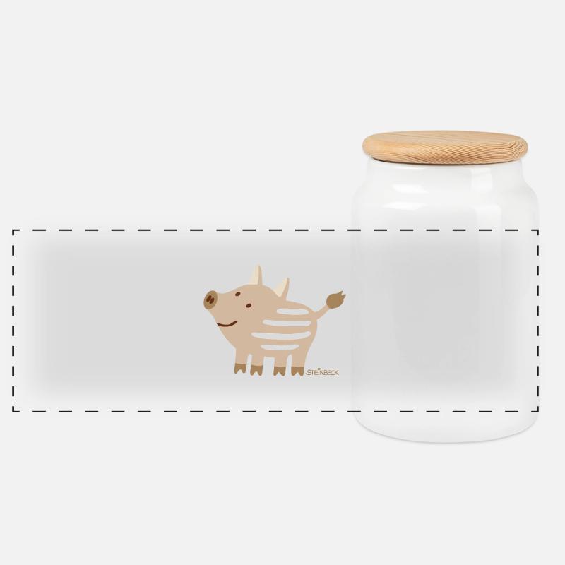 Frischling.png - Panorama Keksdose mit Holzdeckel - Weiß