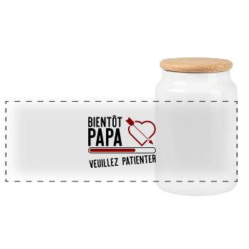 Bientôt papa t-shirt cadeau père - Boîte à biscuits avec couvercle en bois - blanc - Devant
