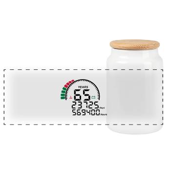 years 65 years anniversary meter - Panoramic Cookie Jar with Wooden Lid - white - Front