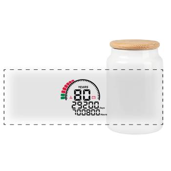 Gegen Jubiläum Jahre 80 Jahre - Panorama Keksdose mit Holzdeckel - Weiß - Vorne