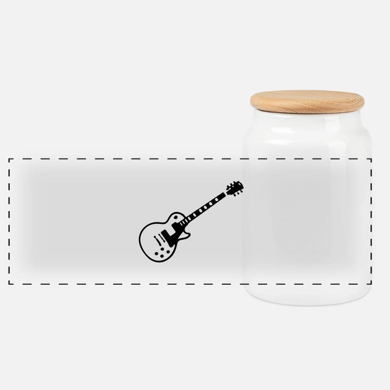 Les Paul Guitar - Panorama Keksdose mit Holzdeckel - Weiß