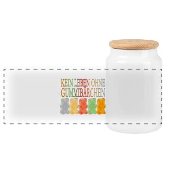 NO LIFE WITHOUT gummy bears - Panoramic Cookie Jar with Wooden Lid - white - Front