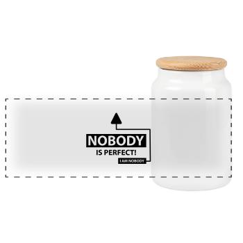 nobody_is_perfect_c1 - Panoramic Cookie Jar with Wooden Lid - white - Front