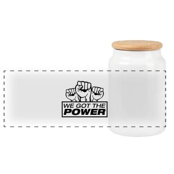 we_got_the_power_c1 - Boîte à biscuits avec couvercle en bois - blanc - Devant