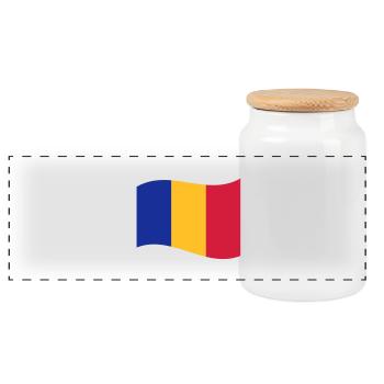 romania - Boîte à biscuits avec couvercle en bois - blanc - Devant