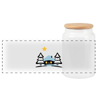 christmas house at North Pole - Panoramic Cookie Jar with Wooden Lid - white - Front
