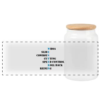 Western words cowboys - Panoramic Cookie Jar with Wooden Lid - white - Front
