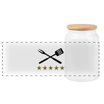 Griller - Boîte à biscuits avec couvercle en bois - blanc - Devant
