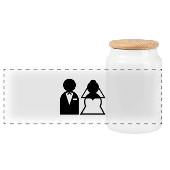 wedding_couple__f1 - Panorama Keksdose mit Holzdeckel - Weiß - Vorne