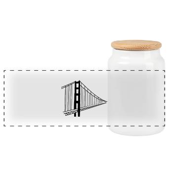 san_francisco - Panoramic Cookie Jar with Wooden Lid - white - Front