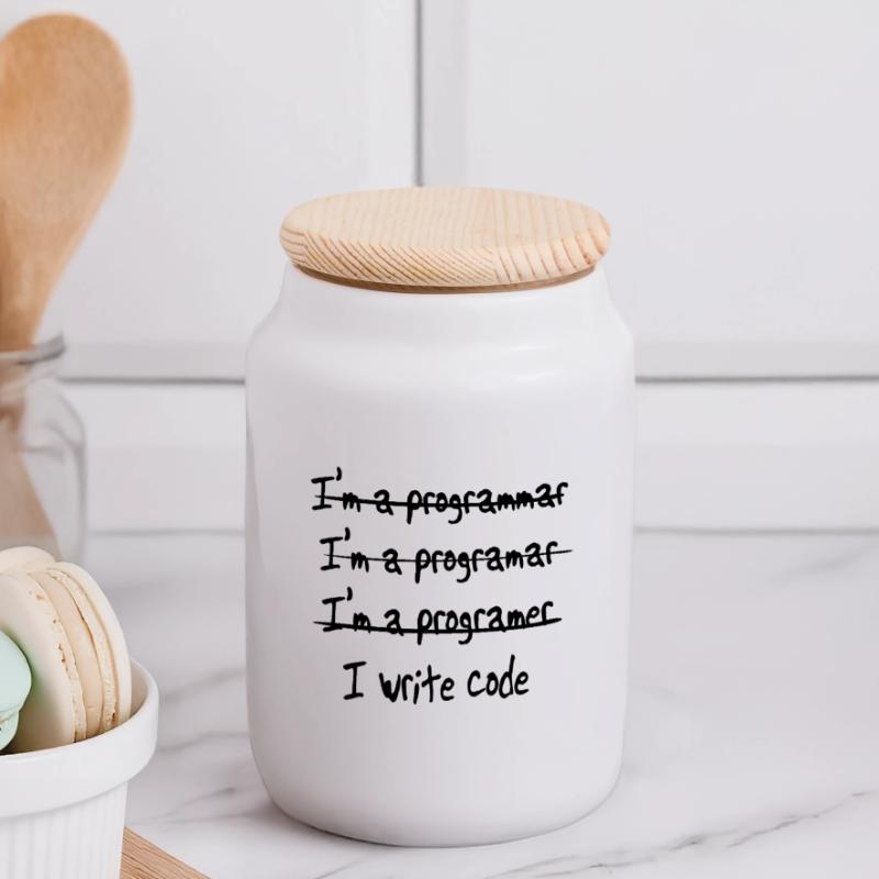I'm programmer. I write code Panoramic Cookie Jar with Wooden Lid