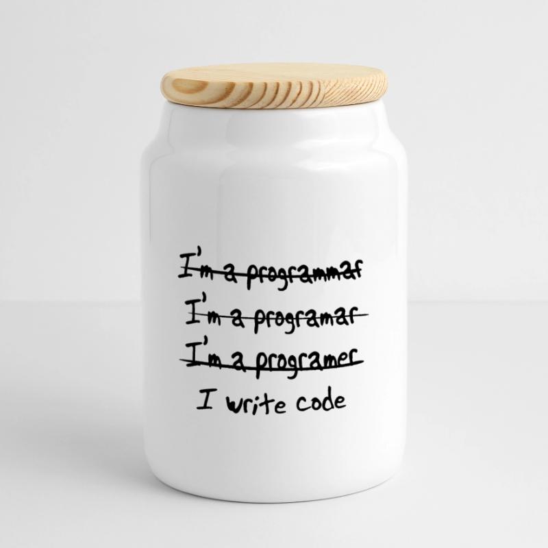 I'm programmer. I write code Panoramic Cookie Jar with Wooden Lid